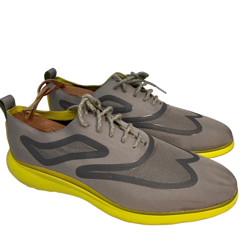 Cole Haan 3Zerogrand Fuse Oxford Wingtip Mens 10.5‎ Gray Neon Shoes C28402